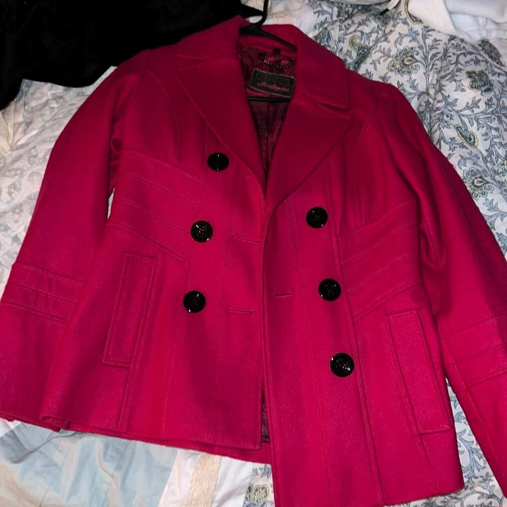 GUESS - hot pink pea coat